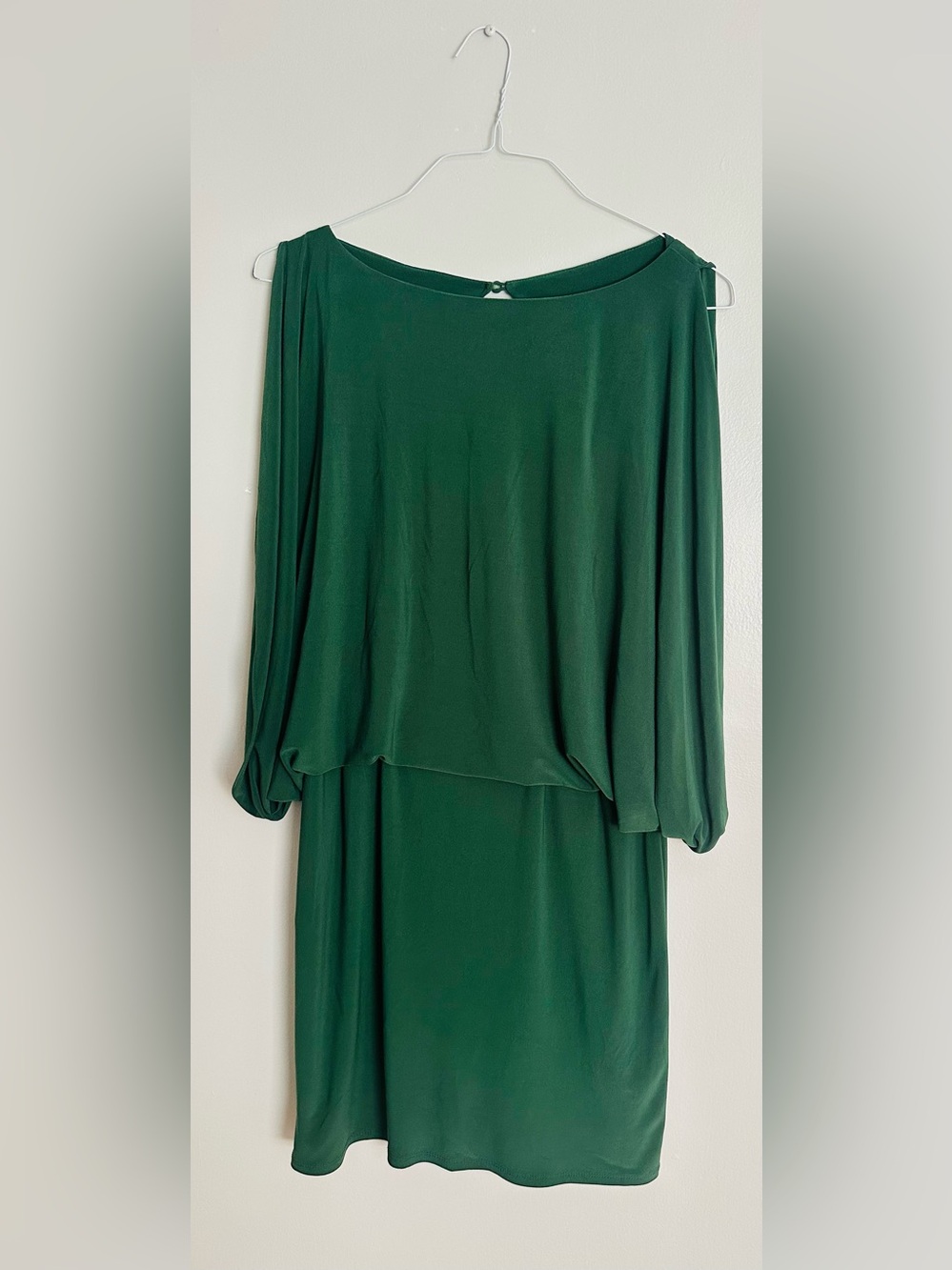 Jessica Simpson Emerald Green Midi Dress with Blouson Sleeves